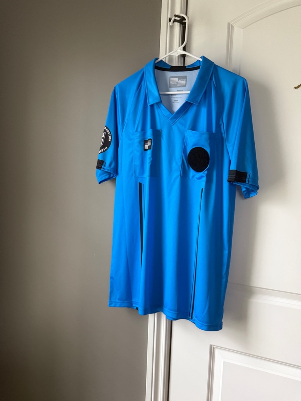 Bright Blue Referee Jersey - Short Sleeve Polo.
